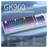 GK960 Wireless Gaming Keyboard, RGB Tri-Mode Wired/BT/2.4G Creamy Keyboard with Number Pad, 4000mAh Battery, Knob Control, Side Printed Keycaps, 19-Key Anti-Ghosting for Win/Mac (Black & Blue) - Retai GK960 Wireless Gaming Keyboard, RGB Tri-Mode Wired/BT/2.4G Creamy Keyboard with Number Pad, 4000mAh Battery, Knob Control, Side Printed Keycaps, 19-Key Anti-Ghosting for Win/Mac (Black & Blue) - Retai