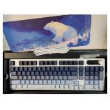GK960 Wireless Gaming Keyboard, RGB Tri-Mode Wired/BT/2.4G Creamy Keyboard with Number Pad, 4000mAh Battery, Knob Control, Side Printed Keycaps, 19-Key Anti-Ghosting for Win/Mac (Black & Blue) - Retai GK960 Wireless Gaming Keyboard, RGB Tri-Mode Wired/BT/2.4G Creamy Keyboard with Number Pad, 4000mAh Battery, Knob Control, Side Printed Keycaps, 19-Key Anti-Ghosting for Win/Mac (Black & Blue) - Retai