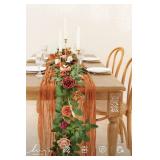 5FT Terracotta Artificial Flower Garland Rose Eucalyptus Leaves Fall Floral Garland Burnt Orange Arch Flowers Vine for Wedding Party Backdrop Decor Mantel Table Centerpieces Decorations - Retail: $36 5FT Terracotta Artificial Flower Garland Rose Eucalyptus Leaves Fall Floral Garland Burnt Orange Arch Flowers Vine for Wedding Party Backdrop Decor Mantel Table Centerpieces Decorations - Retail: $36