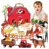 Farm Animals Big Red Barn Toy for 1 2 3 4 5 Years Old Toddlers, Kids Farm Figures Fence Playset with Tractor, Preschool Montessori Learning Toys, Christmas Birthday Easter Gift for Boys Girls - Retail Farm Animals Big Red Barn Toy for 1 2 3 4 5 Years Old Toddlers, Kids Farm Figures Fence Playset with Tractor, Preschool Montessori Learning Toys, Christmas Birthday Easter Gift for Boys Girls - Retail