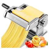 Pasta Maker Machine, 180 Roller Pasta Maker, 9 Adjustable Thickness Settings 2-in-1 Noodles Maker with Rollers and Cutter, Perfect for Spaghetti, Fettuccini, Lasagna or Dumpling Skin Silver - Retail: Pasta Maker Machine, 180 Roller Pasta Maker, 9 Adjustable Thickness Settings 2-in-1 Noodles Maker with Rollers and Cutter, Perfect for Spaghetti, Fettuccini, Lasagna or Dumpling Skin Silver - Retail: