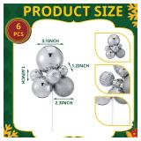 6 Set 36 Pcs Christmas Ball Clusters 1.2-3.1in Christmas Tree Ball Ornaments on Wired Picks Decorations for Xmas Tree Wreath Garland Stairs Holiday Decor(Silver, Glossy) - Retail: $22 6 Set 36 Pcs Christmas Ball Clusters 1.2-3.1in Christmas Tree Ball Ornaments on Wired Picks Decorations for Xmas Tree Wreath Garland Stairs Holiday Decor(Silver, Glossy) - Retail: $22