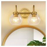 Gold Bathroom Light Fixtures 2 Light Vanity Lights Over Mirror with Clear Glass Lamps Shades Bathroom Wall Lamp for Mirror Kitchen Bedroom Hallway Living Room - Retail: $46 Gold Bathroom Light Fixtures 2 Light Vanity Lights Over Mirror with Clear Glass Lamps Shades Bathroom Wall Lamp for Mirror Kitchen Bedroom Hallway Living Room - Retail: $46