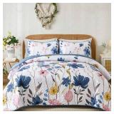 Queen Quilt Set, Dark Blue Floral Bedspread Soft Microfiber Lightweight Queen Size Quilt Bedding Sets Flower Coverlet for All Season(Queen, 96x90') - Retail: $38' Queen Quilt Set, Dark Blue Floral Bedspread Soft Microfiber Lightweight Queen Size Quilt Bedding Sets Flower Coverlet for All Season(Queen, 96x90') - Retail: $38'