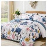 Queen Quilt Set, Dark Blue Floral Bedspread Soft Microfiber Lightweight Queen Size Quilt Bedding Sets Flower Coverlet for All Season(Queen, 96x90') - Retail: $38' Queen Quilt Set, Dark Blue Floral Bedspread Soft Microfiber Lightweight Queen Size Quilt Bedding Sets Flower Coverlet for All Season(Queen, 96x90') - Retail: $38'