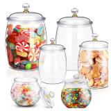 6 Pcs Plastic Candy and Cookie Jar with Lids Decorative Apothecary Jars Candy Buffet Containers Clear Airtight Food Storage Canister Home Decoration(30/42/64/80/90 oz,Classic, Stylish) - Retail: $45 6 Pcs Plastic Candy and Cookie Jar with Lids Decorative Apothecary Jars Candy Buffet Containers Clear Airtight Food Storage Canister Home Decoration(30/42/64/80/90 oz,Classic, Stylish) - Retail: $45