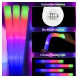 68PCS Foam Glow Stick Bulk, Light Sticks for Parties Bulk with 3 Modes Colorful Flashing, Glow in The Dark Party Supplies for Wedding Reception, Dance Floor, Holiday Party, Concert - Retail: $43 68PCS Foam Glow Stick Bulk, Light Sticks for Parties Bulk with 3 Modes Colorful Flashing, Glow in The Dark Party Supplies for Wedding Reception, Dance Floor, Holiday Party, Concert - Retail: $43