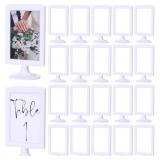 20 Pack Double Sided Standing Picture Frame 4x6 Plastic Photo Frame Bulk White Picture Display Holder Stand for Table Number, Menu, Wedding, Christmas - Retail: $43 20 Pack Double Sided Standing Picture Frame 4x6 Plastic Photo Frame Bulk White Picture Display Holder Stand for Table Number, Menu, Wedding, Christmas - Retail: $43