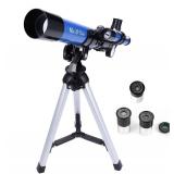 Kids Telescope 400x40mm with Tripod & Finder Scope, Portable Telescope for Kids & Beginners, Travel Telescope with 3 Magnification Eyepieces and Moon Mirror - Retail: $30 Kids Telescope 400x40mm with Tripod & Finder Scope, Portable Telescope for Kids & Beginners, Travel Telescope with 3 Magnification Eyepieces and Moon Mirror - Retail: $30