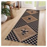 Easy Jute Runner Rug for Entryway, 2x6 Runner Rug Kitchen Rugs Non Slip, Washable Black Checkered Indoor Runner Rugs for Laundry Room Bedroom, Carpet Runners for Hallway 6ft - Retail: $43 Easy Jute Runner Rug for Entryway, 2x6 Runner Rug Kitchen Rugs Non Slip, Washable Black Checkered Indoor Runner Rugs for Laundry Room Bedroom, Carpet Runners for Hallway 6ft - Retail: $43
