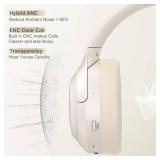 QC60 Hybrid Active Noise Cancelling Headphones, Wireless Over Ear Bluetooth Headsets with mic,100H Playtime 3 EQ Mode Deep Bass, Memory Earmuffs for Travel Home Office(Beige White) - Retail: $37 QC60 Hybrid Active Noise Cancelling Headphones, Wireless Over Ear Bluetooth Headsets with mic,100H Playtime 3 EQ Mode Deep Bass, Memory Earmuffs for Travel Home Office(Beige White) - Retail: $37