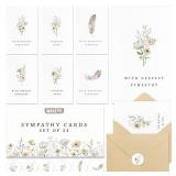 24 Pcs Sympathy Cards with Envelopes, Bulk Condolence Cards with Thoughtful Messages with Adhesive Envelopes and Stickers, 6 Unique Designs - Retail: $12 24 Pcs Sympathy Cards with Envelopes, Bulk Condolence Cards with Thoughtful Messages with Adhesive Envelopes and Stickers, 6 Unique Designs - Retail: $12