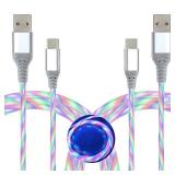 LED USB C Cable [2-Pack, 6FT], Color Change Visible Flowing LED Type C Fast Charging Cable Compatible with Phone 16 15, Samsung Galaxy S24 S23, Pixel and More (Color-Changing) - Retail: $15