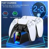 PS5 Controller Charger, QQV PS5 Charging Station for PS5 Dualsense Controllers - Fast Charging Dock with LED Indicator, Black PS5 Controller Charger, QQV PS5 Charging Station for PS5 Dualsense Controllers - Fast Charging Dock with LED Indicator, Black