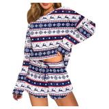 Ekouaer Waffle Knit Pajama Sets for Women Solid Lounge Sets Long Sleeve Top and Shorts Pjs Size XL Ekouaer Waffle Knit Pajama Sets for Women Solid Lounge Sets Long Sleeve Top and Shorts Pjs Size XL