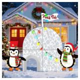 5 Pcs Winter North Pole Decorations, 31.4 x 46.4 in Lighted 2D Ice House Cardboard Cutout with 2 Penguins Stand and Lights Strings for Yard Garden Lawn Indoor Outdoor 5 Pcs Winter North Pole Decorations, 31.4 x 46.4 in Lighted 2D Ice House Cardboard Cutout with 2 Penguins Stand and Lights Strings for Yard Garden Lawn Indoor Outdoor