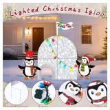 5 Pcs Winter North Pole Decorations, 31.4 x 46.4 in Lighted 2D Ice House Cardboard Cutout with 2 Penguins Stand and Lights Strings for Yard Garden Lawn Indoor Outdoor 5 Pcs Winter North Pole Decorations, 31.4 x 46.4 in Lighted 2D Ice House Cardboard Cutout with 2 Penguins Stand and Lights Strings for Yard Garden Lawn Indoor Outdoor
