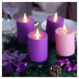 Advent Candles Battery Operated Set of 4, Flameless Candles with Remote Timer for Advent Wreath Church D cor (3 x 5 ) Advent Candles Battery Operated Set of 4, Flameless Candles with Remote Timer for Advent Wreath Church D cor (3 x 5 )