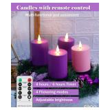 Advent Candles Battery Operated Set of 4, Flameless Candles with Remote Timer for Advent Wreath Church D cor (3 x 5 ) Advent Candles Battery Operated Set of 4, Flameless Candles with Remote Timer for Advent Wreath Church D cor (3 x 5 )