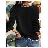 Hongqizo Women's V Neck Long Sleeve Sweater Half Zipper Knit Sweater Casual Cricket Stripe Jumper Pullover Knit Tops Size Large Hongqizo Women's V Neck Long Sleeve Sweater Half Zipper Knit Sweater Casual Cricket Stripe Jumper Pullover Knit Tops Size Large