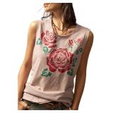 SOLY HUX Women's Floral Tank Tops Sleeveless Crewneck Casual Summer Vacation Top Size Large SOLY HUX Women's Floral Tank Tops Sleeveless Crewneck Casual Summer Vacation Top Size Large