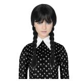 Miss U Hair Long Straight Black Braided Wig with Bangs Gothic 2 Pigtails Halloween Party Wig Miss U Hair Long Straight Black Braided Wig with Bangs Gothic 2 Pigtails Halloween Party Wig