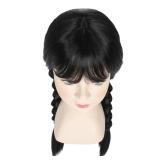Miss U Hair Long Straight Black Braided Wig with Bangs Gothic 2 Pigtails Halloween Party Wig Miss U Hair Long Straight Black Braided Wig with Bangs Gothic 2 Pigtails Halloween Party Wig
