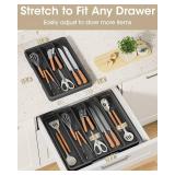 Aujen Silverware Organizer - Expandable Kitchen Drawer Organizer, Adjustable Utensil Organizer, Cutlery Tray for Forks, Knives, Multipurpose Kitchen Organizers and Storage Solution, Black, X-Large Aujen Silverware Organizer - Expandable Kitchen Drawer Organizer, Adjustable Utensil Organizer, Cutlery Tray for Forks, Knives, Multipurpose Kitchen Organizers and Storage Solution, Black, X-Large