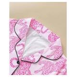 Women's 2 Piece Leopard Pajama Set Animal Short Sleeve Button Down Pj Shorts Set Size Large Women's 2 Piece Leopard Pajama Set Animal Short Sleeve Button Down Pj Shorts Set Size Large