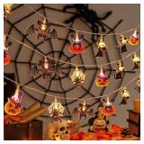 Halloween String Lights Battery Operated 3D Spider Web Bat Pumpkin Grim Reaper Holiday Decor 20 Feet 40 Led Colored Lights Indoor/Outdoor Halloween Party Supplies Decoration (orange,purple,black) Halloween String Lights Battery Operated 3D Spider Web Bat Pumpkin Grim Reaper Holiday Decor 20 Feet 40 Led Colored Lights Indoor/Outdoor Halloween Party Supplies Decoration (orange,purple,black)