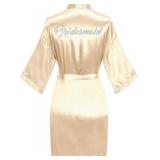 Women's Satin Robe Short Kimono for Bride & Bridesmaid with Silver Rhinestones, Wedding Party Robes Women's Satin Robe Short Kimono for Bride & Bridesmaid with Silver Rhinestones, Wedding Party Robes