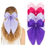 4 Pcs Silky Satin Hair Bows Coquette Oversized Satin Bows Long Tail Hair Ribbon Bow Clips Barrettes Big Bowknot Large Cute Aesthetic Oversized Pink Purple Bow Hairs Accessories Holiday Gifts 4 Pcs Silky Satin Hair Bows Coquette Oversized Satin Bows Long Tail Hair Ribbon Bow Clips Barrettes Big Bowknot Large Cute Aesthetic Oversized Pink Purple Bow Hairs Accessories Holiday Gifts