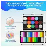 Face Painting Kit,18 Color+15 Color Non-toxic Water Activated Face Paint Palette,Halloween Makeup Kit.Ideal for Halloween,Carnival,Cosplay,Party,Arty Stage Makeup. Face Painting Kit,18 Color+15 Color Non-toxic Water Activated Face Paint Palette,Halloween Makeup Kit.Ideal for Halloween,Carnival,Cosplay,Party,Arty Stage Makeup.