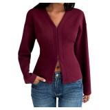 SHENHE Women's Dressy Casual Blouse V Neck Split Hem Long Sleeve Business Casual Top Shirt SIZE M SHENHE Women's Dressy Casual Blouse V Neck Split Hem Long Sleeve Business Casual Top Shirt SIZE M