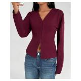 SHENHE Women's Dressy Casual Blouse V Neck Split Hem Long Sleeve Business Casual Top Shirt SIZE M SHENHE Women's Dressy Casual Blouse V Neck Split Hem Long Sleeve Business Casual Top Shirt SIZE M