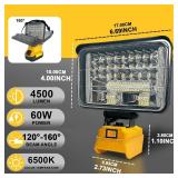 Cordless LED Work Light for 20V Battery, 60W 4500ML LED Wide Beam Flood Light with USB and Type C Charging Port Light for Emergency, Workshop, Garage.(No Battery) (60 Kilowatt Hours) Cordless LED Work Light for 20V Battery, 60W 4500ML LED Wide Beam Flood Light with USB and Type C Charging Port Light for Emergency, Workshop, Garage.(No Battery) (60 Kilowatt Hours)