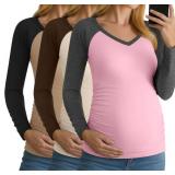 3 Pack Maternity Shirts Long Sleeve V Neck Women Pregnancy Tops Side Ruched Color Block Raglan Baseball Clothes Size Medium 3 Pack Maternity Shirts Long Sleeve V Neck Women Pregnancy Tops Side Ruched Color Block Raglan Baseball Clothes Size Medium