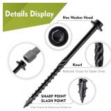 Lag Screws for Wood, #14 X 4 Inch Structural Wood Screws, 50pcs Heavy Duty Black Timber/Log/Landscaping Wood Screws, Exterior Coated Heavy Duty Screws Rust Resistant, Hex Socket Included Lag Screws for Wood, #14 X 4 Inch Structural Wood Screws, 50pcs Heavy Duty Black Timber/Log/Landscaping Wood Screws, Exterior Coated Heavy Duty Screws Rust Resistant, Hex Socket Included