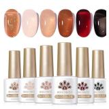 Born Pretty Jelly Gel Nail Polish Set Fall Winter Brown Blood Red Burgundy Black Gel Polish Sheer Milky Nude Transparent Gel Polish Set Nail Art Varnish Manicure Collection Gift 7ML 6PCS Born Pretty Jelly Gel Nail Polish Set Fall Winter Brown Blood Red Burgundy Black Gel Polish Sheer Milky Nude Transparent Gel Polish Set Nail Art Varnish Manicure Collection Gift 7ML 6PCS