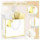 ReliThick 6 Pack Metallic Paper Gift Bag with Handles Tissue Paper Gold Tag Pen Thank You Favor Bag for Wedding Party Bridesmaid Bridesman 5 Senses Anniversary Birthday Favor(White Gold) ReliThick 6 Pack Metallic Paper Gift Bag with Handles Tissue Paper Gold Tag Pen Thank You Favor Bag for Wedding Party Bridesmaid Bridesman 5 Senses Anniversary Birthday Favor(White Gold)