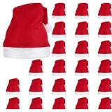 Elcoho 24 Pack Santa Red Hat Short Plush with White Cuffs Non-woven Fabric Christmas Hat Elcoho 24 Pack Santa Red Hat Short Plush with White Cuffs Non-woven Fabric Christmas Hat