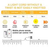 Christmas String Lights Outdoor - 131Ft/40M 1680 LED 8 Modes with Remote Control and App Waterproof Christmas Lights for Patio Yard Garden Wedding Party-Warm White - Retail: $105.99 Christmas String Lights Outdoor - 131Ft/40M 1680 LED 8 Modes with Remote Control and App Waterproof Christmas Lights for Patio Yard Garden Wedding Party-Warm White - Retail: $105.99