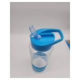 Clear Water Bottle with Blue Grip Bands - Retail: $12