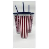 American Flag Pattern Tumbler 3 Cup Set (aread Description) - Retail: $12