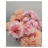 Pink Carnation Bouquet with Ribbed Glass Vase - Retail: $45
