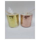 Metallic Mosaic Glass Candle Set, Outdoors Candle  - Retail: $24
