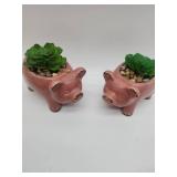 Pink Ceramic Pig Planters Set of 2 - Retail: $24