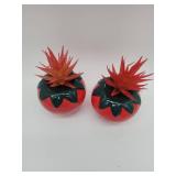 Decorative Strawberry Ceramic Planters, 2 Planters  - Retail: $24