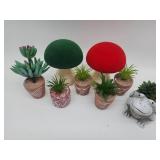 Decorative Mushroom Garden Set with Succulents - Retail: $35