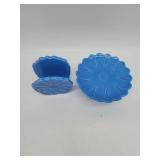 Blue Glass Daisy Dessert Plates Set - Retail: $35